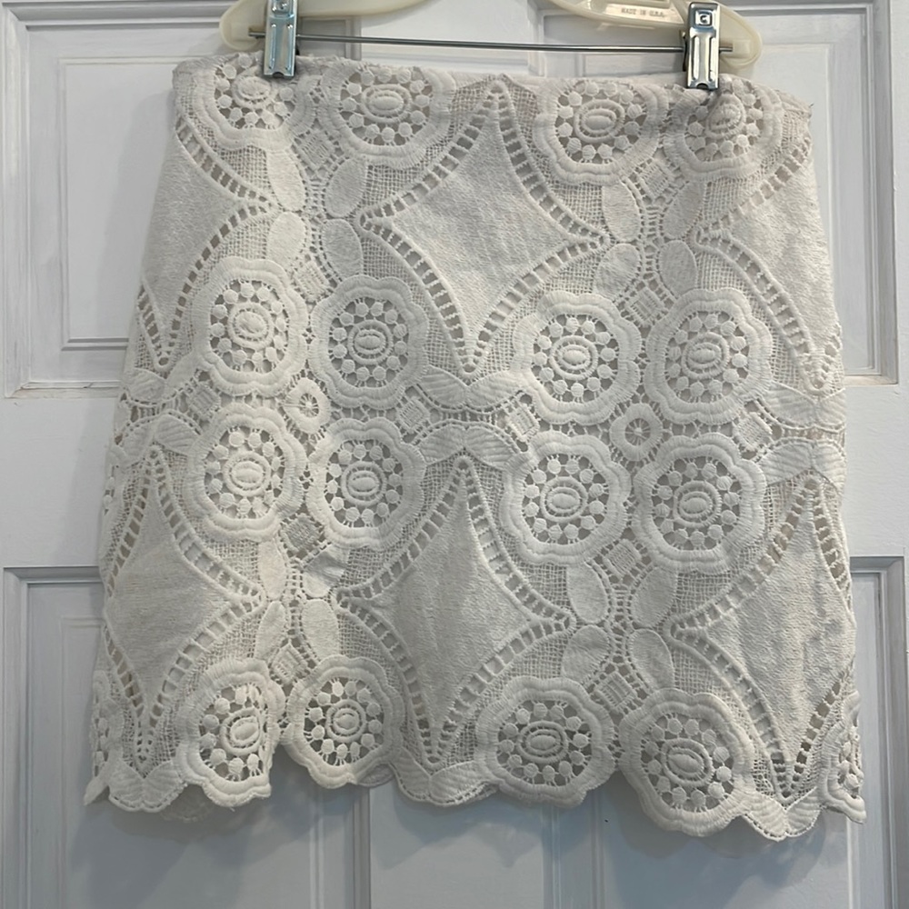 Abercrombie & Fitch White Lace Mini Skirt